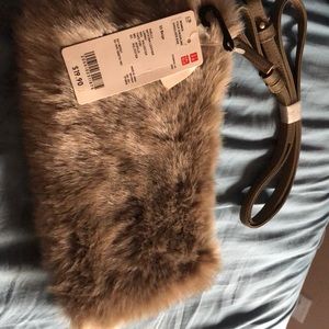 Women faux shearling shoulder bag